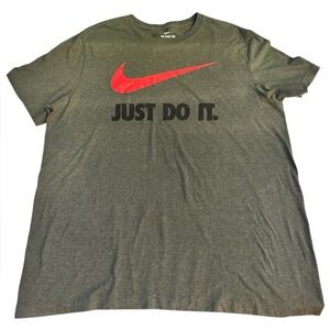 Nike Men's Charcoal Tee with Red Swoosh